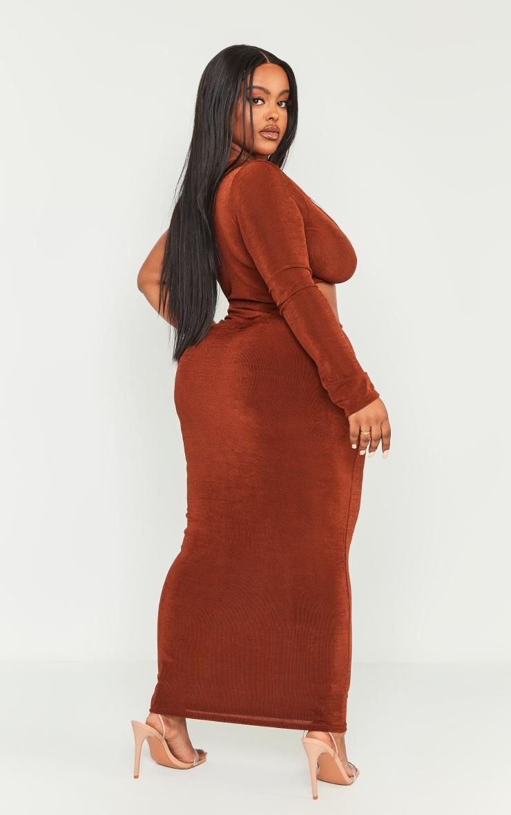 Plus Chocolate  Acetate Slinky Cut Out Maxi Dress Product Image