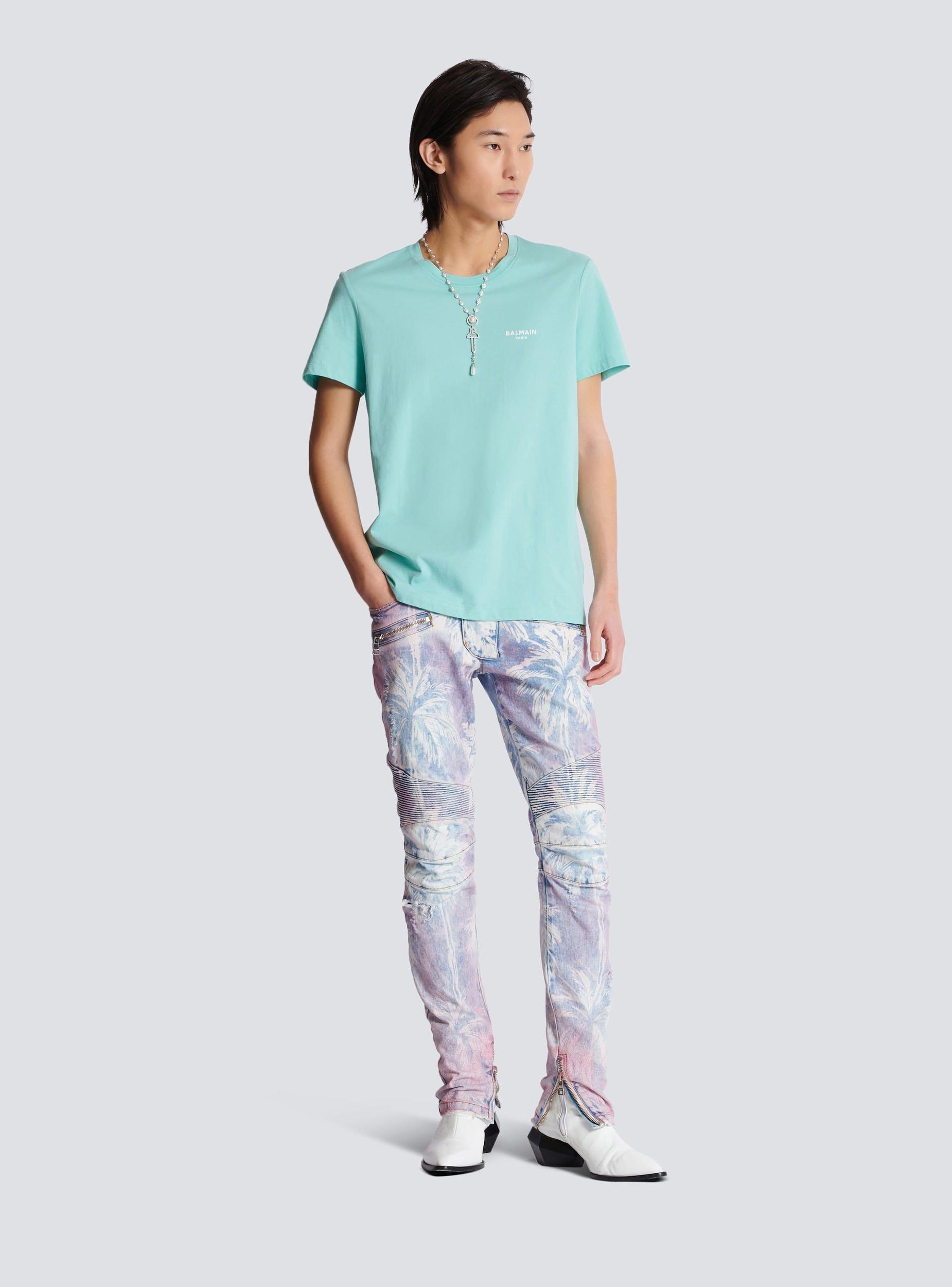 Balmain Paris flocked short-sleeved T-shirt Product Image