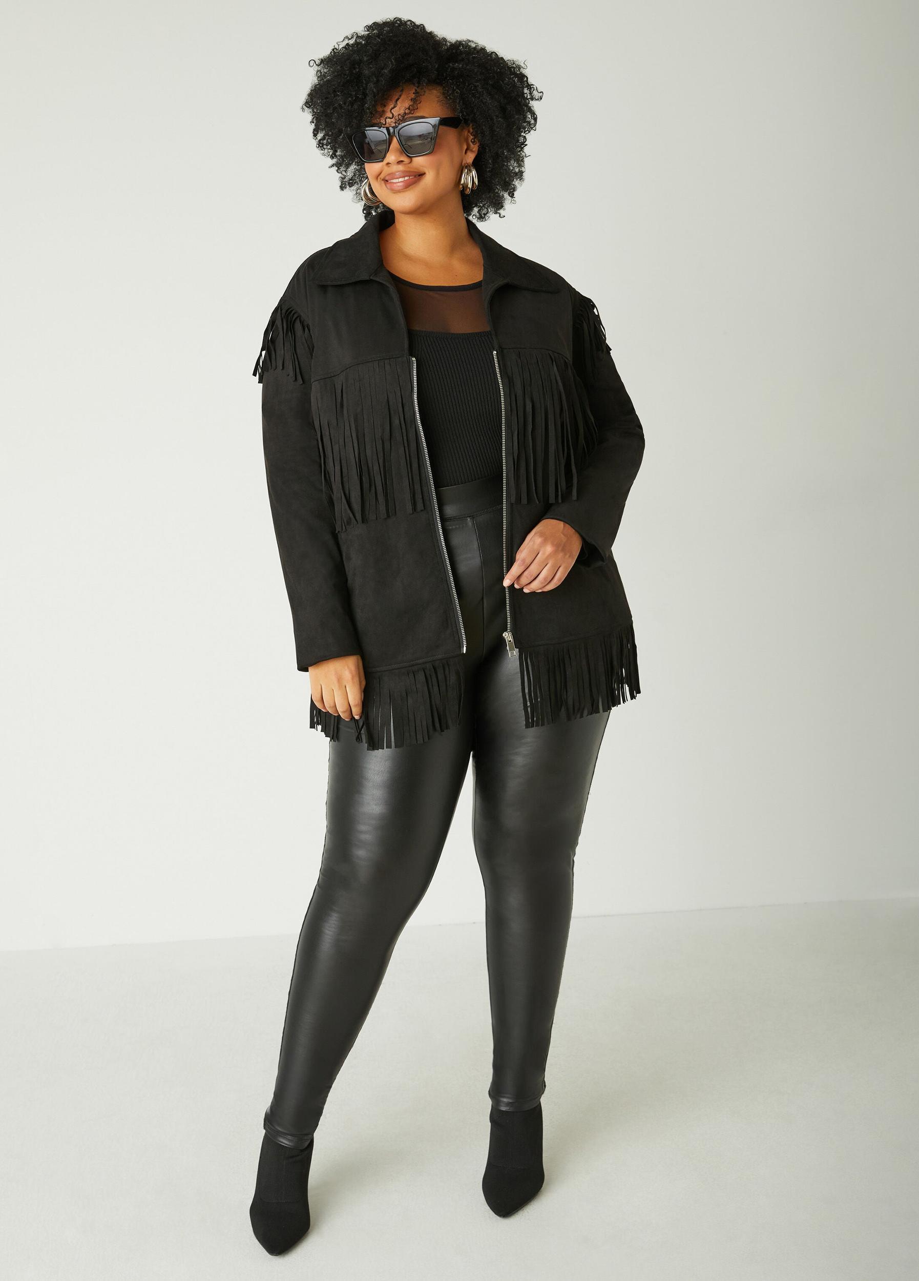 Fringed Faux Suede Jacket Product Image