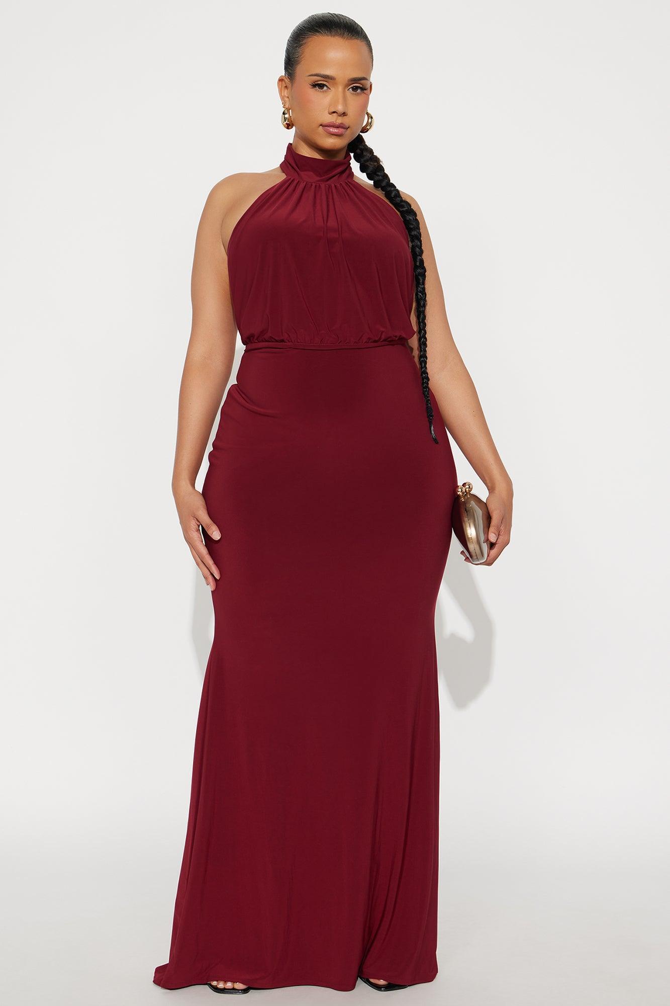 Leia Backless Maxi Dress - Burgundy Product Image