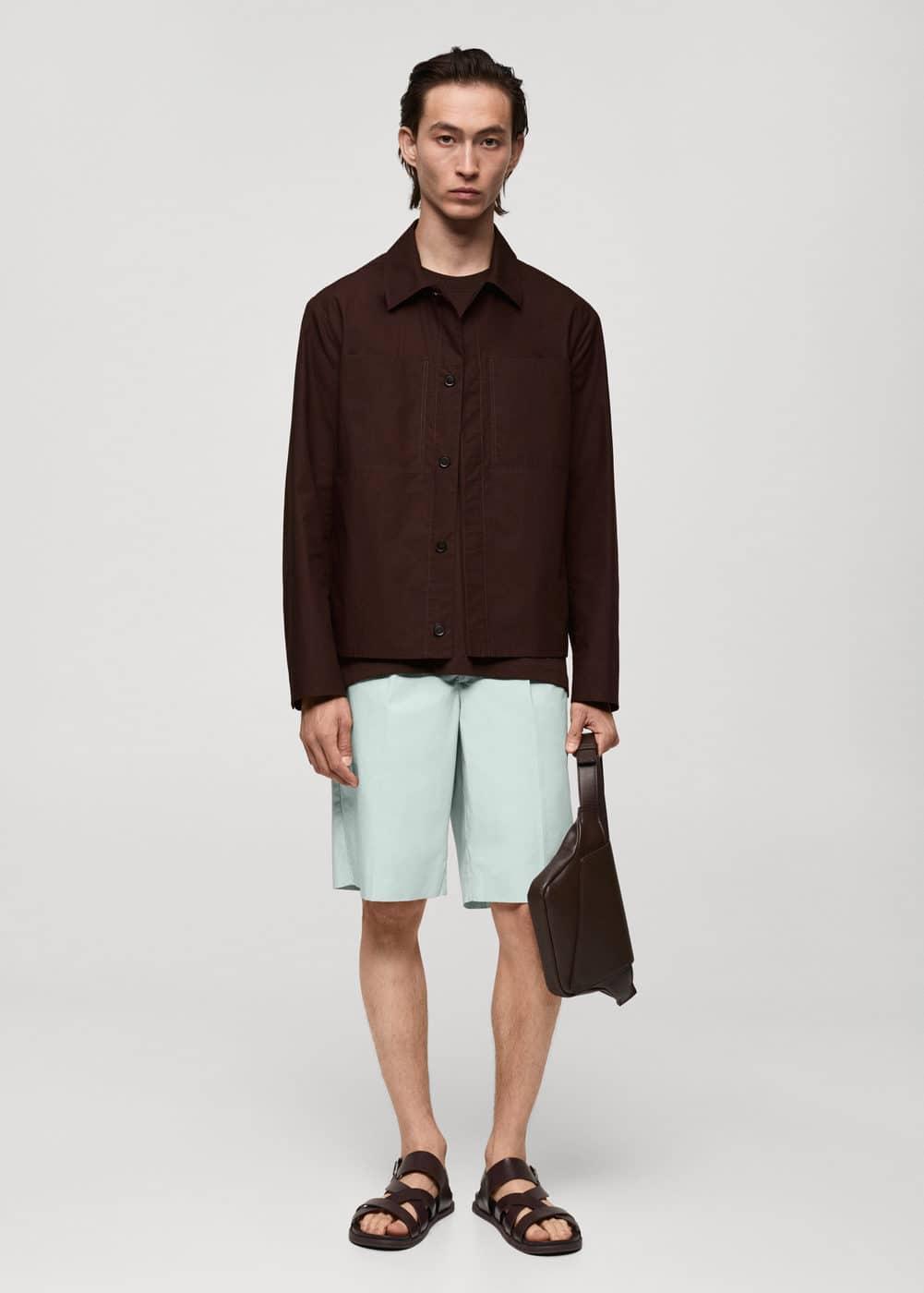 100% cotton jacket with pockets - Men | MANGO USA Product Image