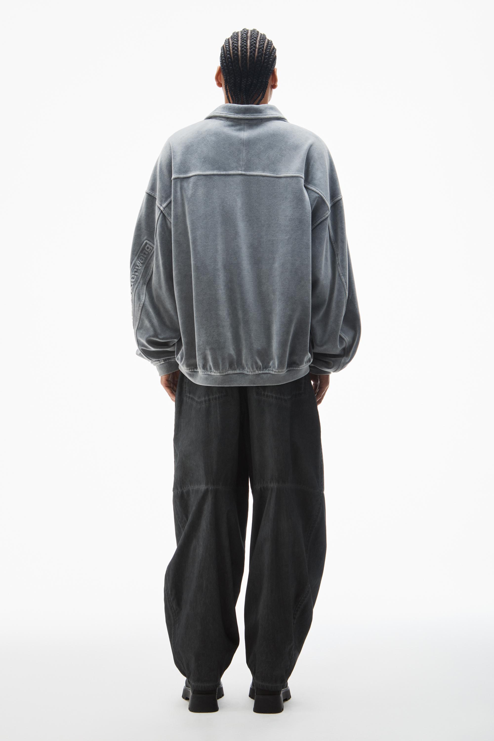 Articulated Polo Shirt In Velour With Embossed Logo Product Image