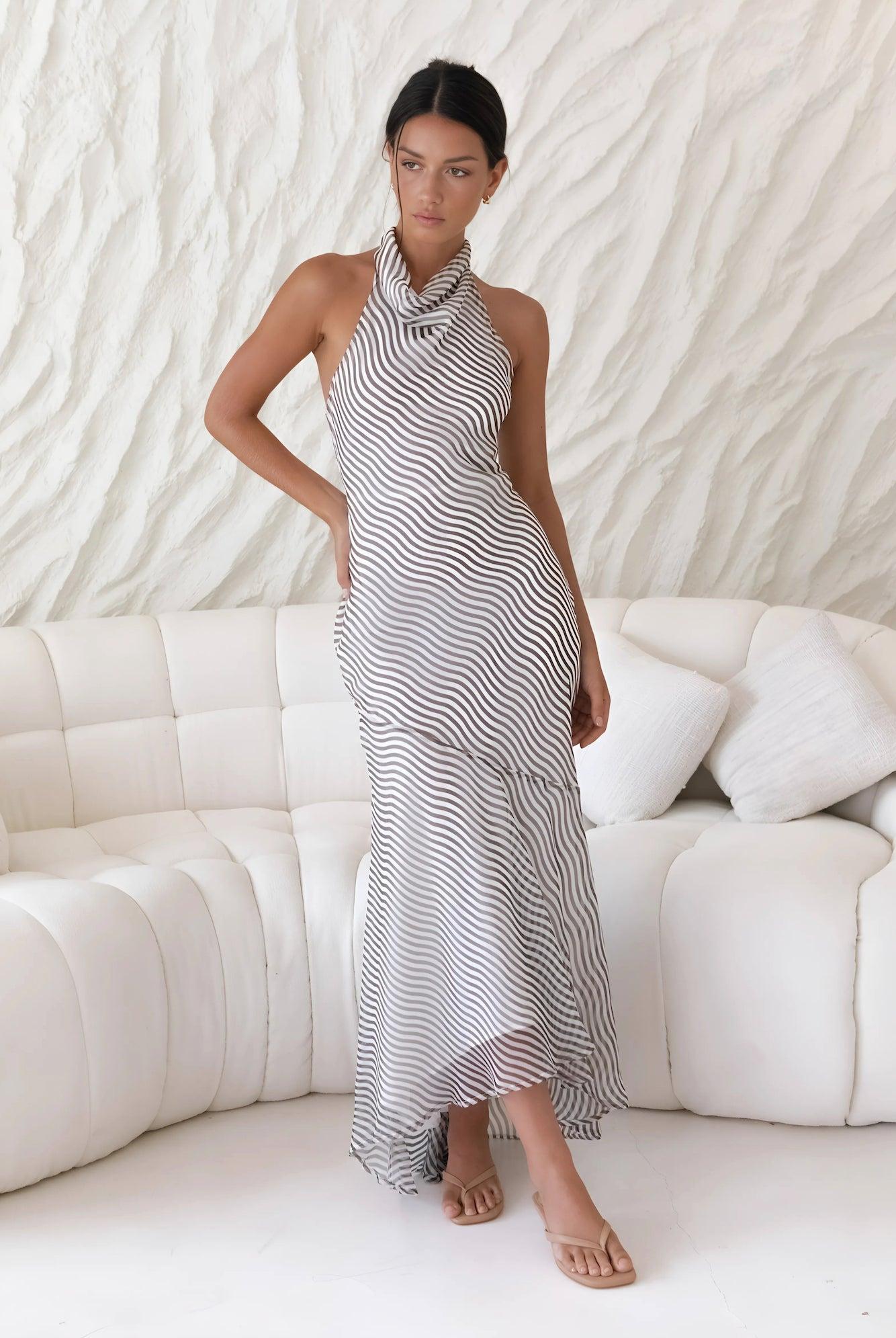 From The Editor Halter Maxi Dress Brown Product Image