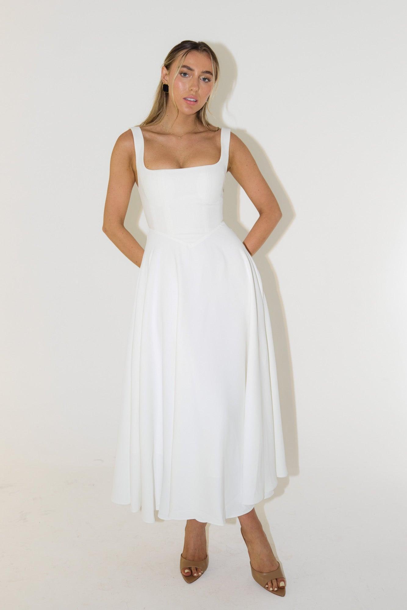 The Ultimate Muse High Waist Square Neck Midi Dress Product Image