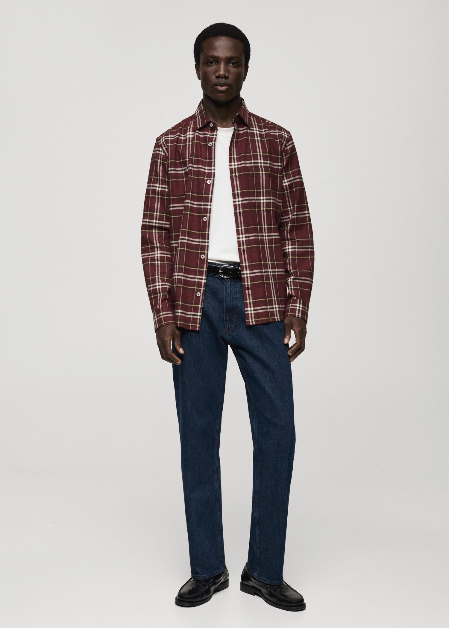 100% cotton flannel checkered shirt - Men | MANGO USA Product Image