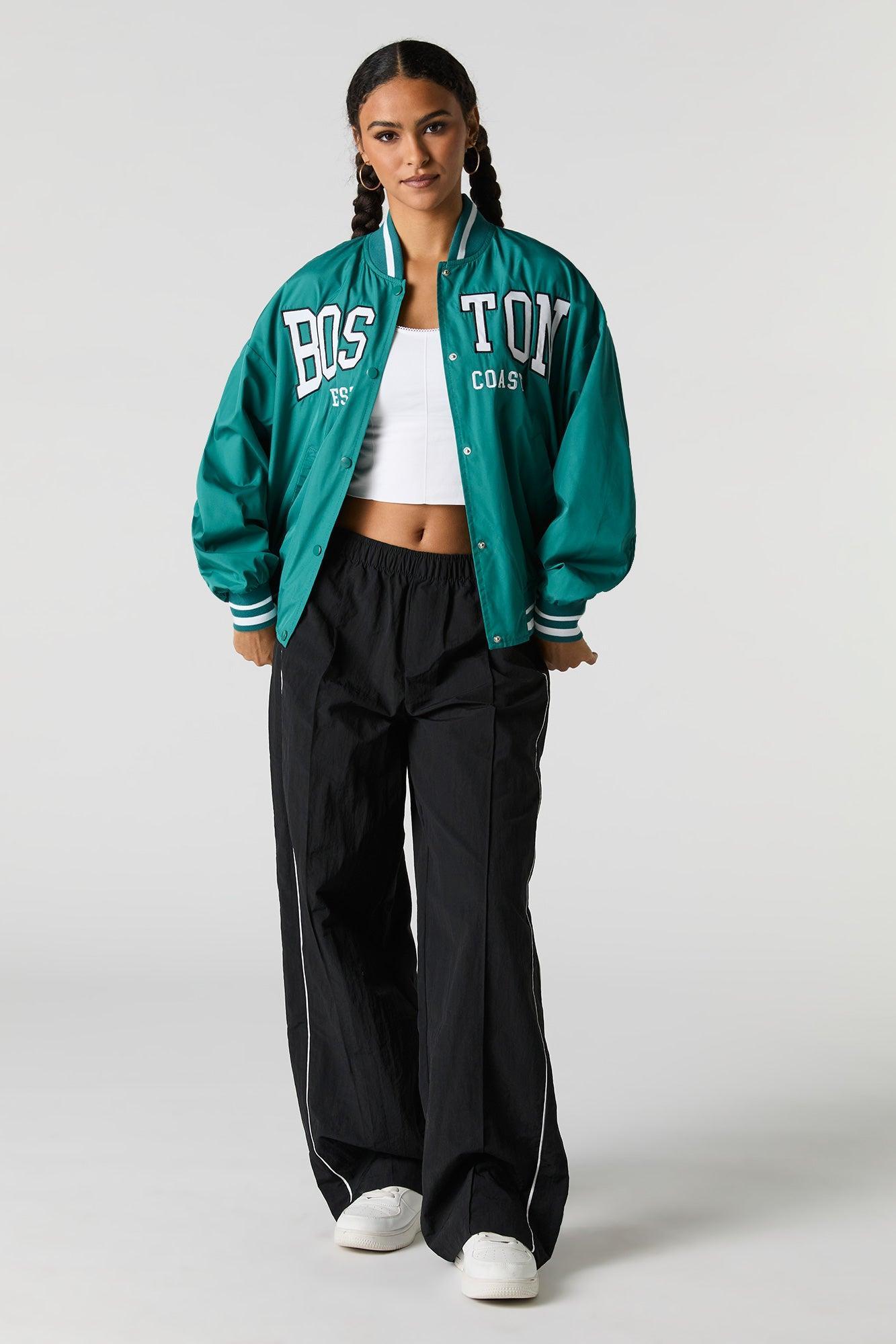City Twill Embroidered Varsity Jacket Female Product Image