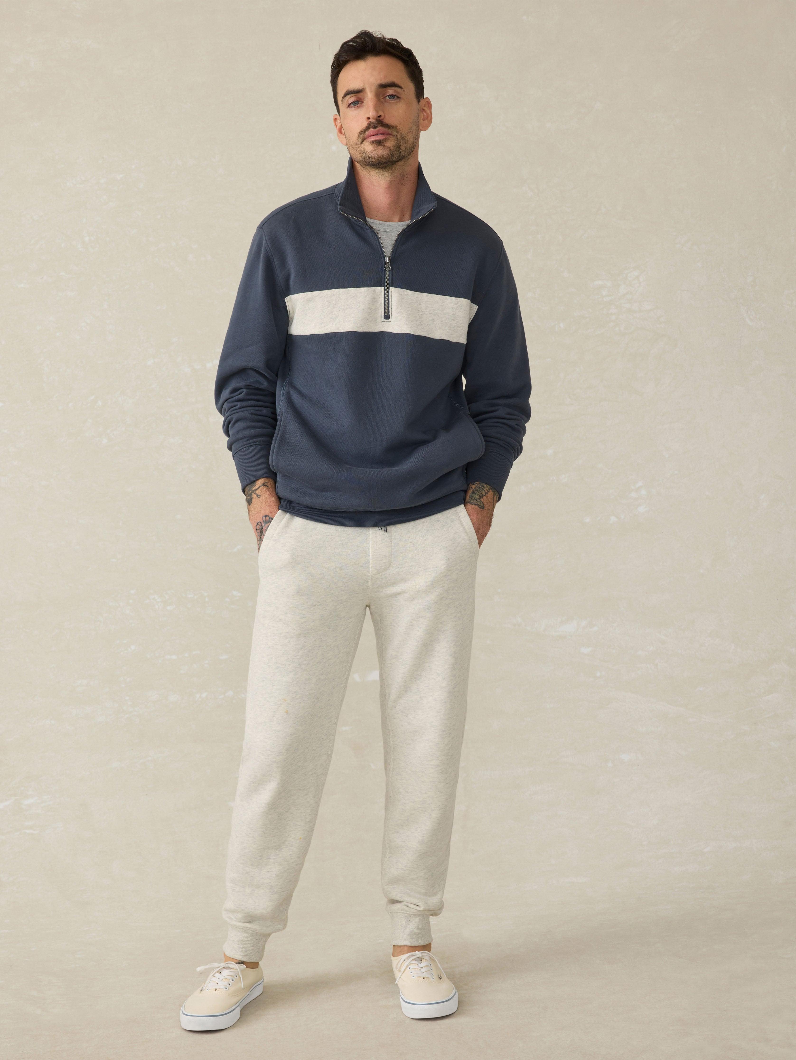 High Standard Fleece Quarter Zip - Blue Nights Surf Stripe Product Image