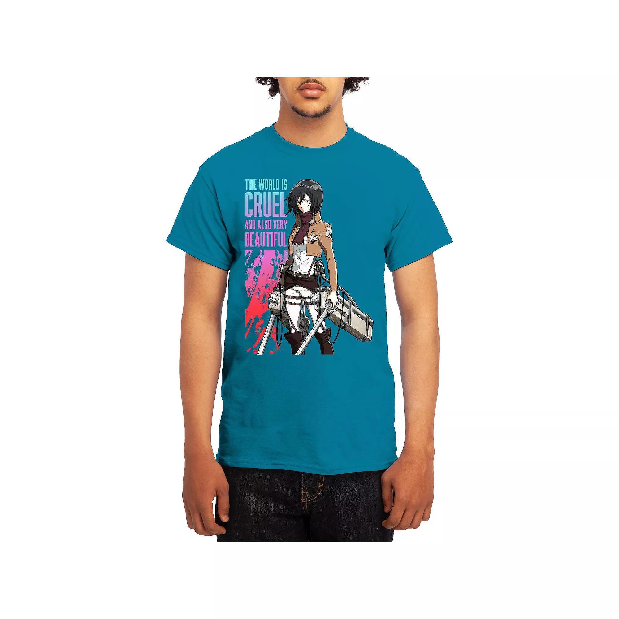 Mens Attack on Titan Hot Potato Tee Grey Red Product Image