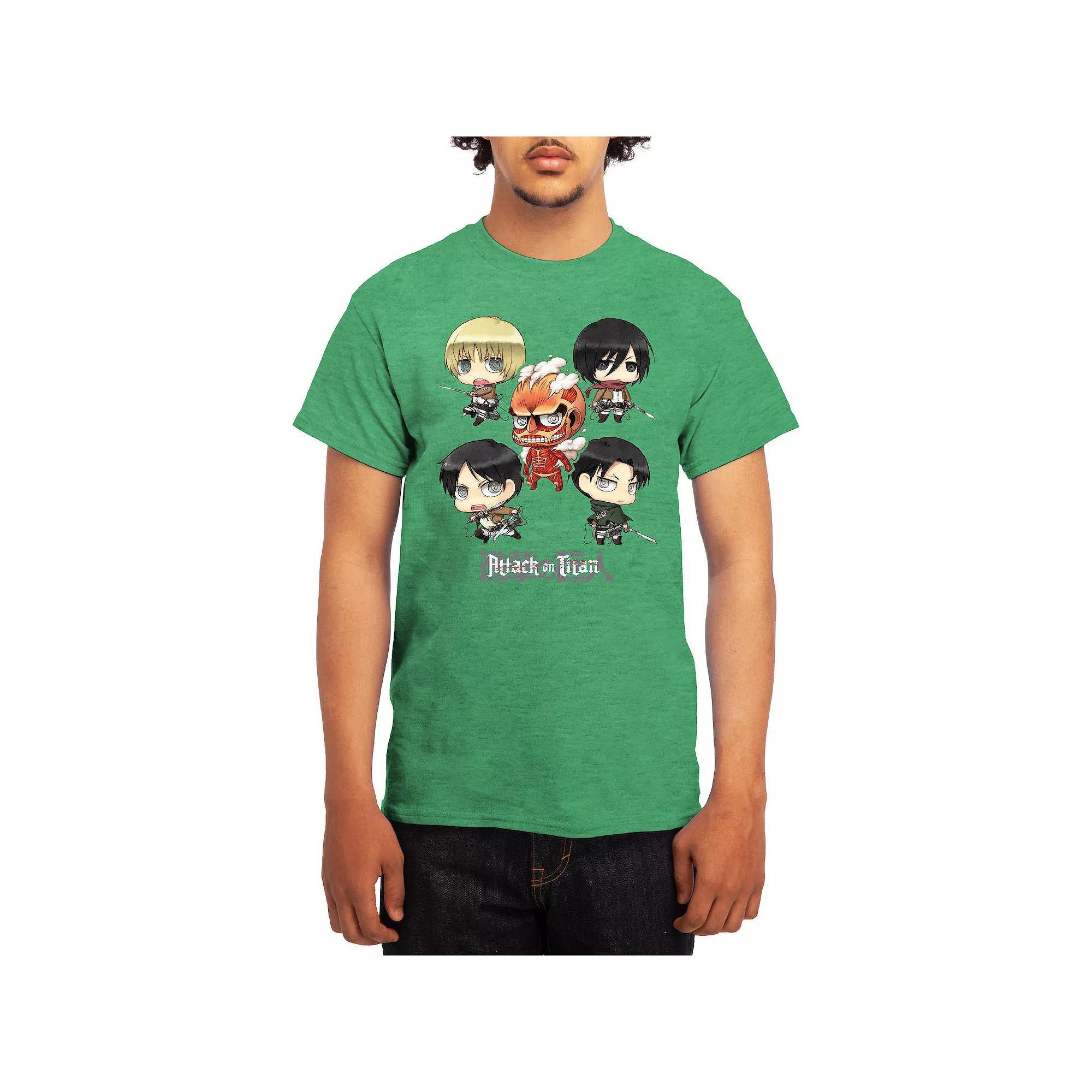 Men's Attack on Titan Chibi Character Arranged Graphic Tee, Size: Large, Grey Navy Product Image