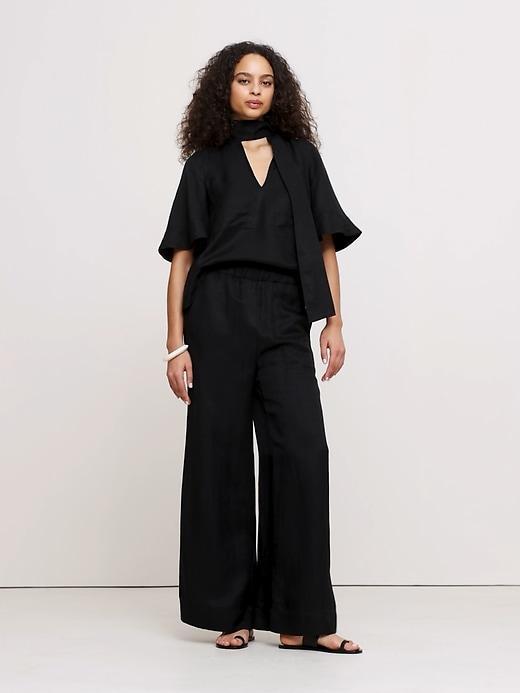 Pull-On Wide Leg Satin Pant Product Image