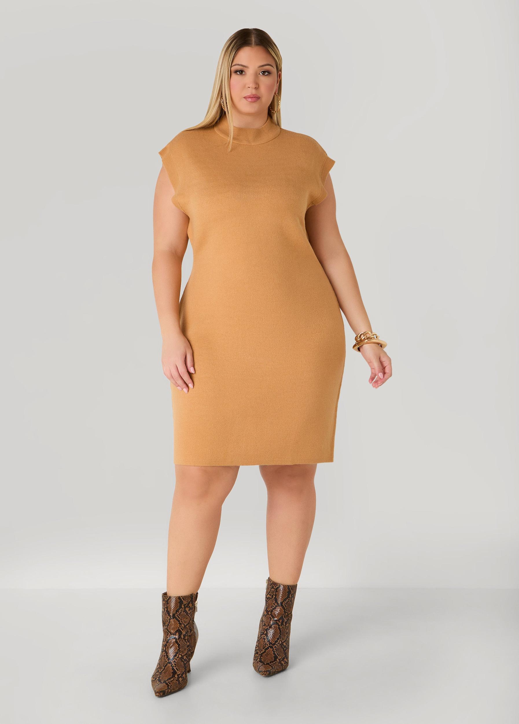 Mock Neck Bodycon Sweater Dress Product Image