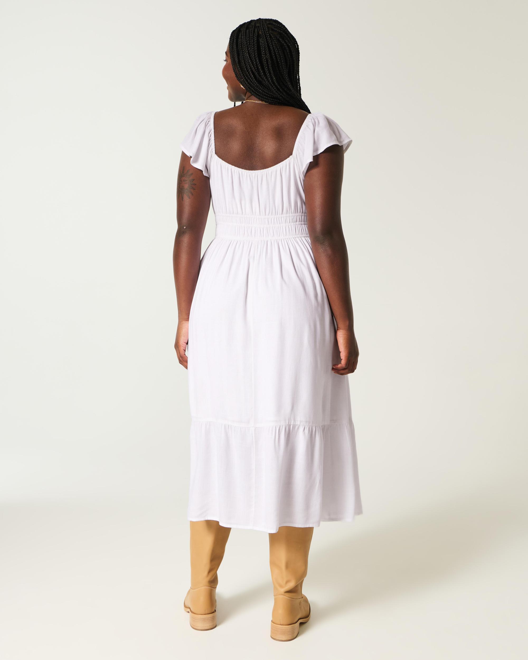 Flutter Sleeve Double-Tie Midi Dress Product Image