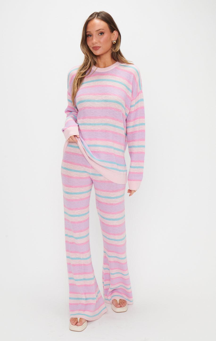 Feel Good Pants ~ Cotton Candy Stripe Knit Product Image