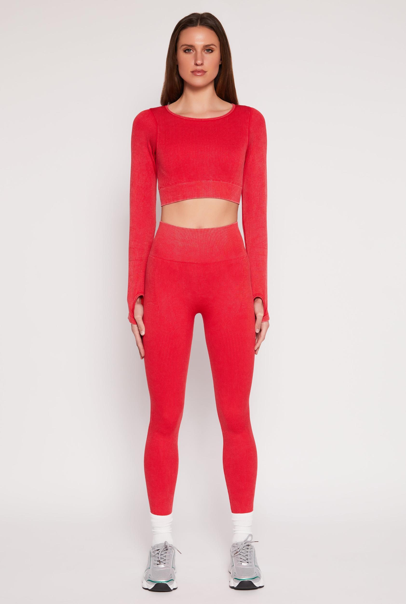 Womens Daisy Ribbed Knit Active Leggings Product Image
