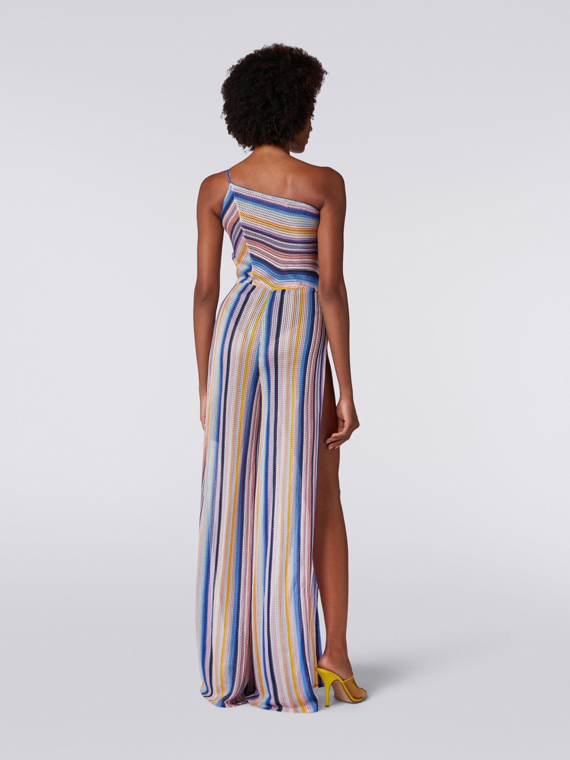 One-shoulder jumpsuit in striped crochet Product Image