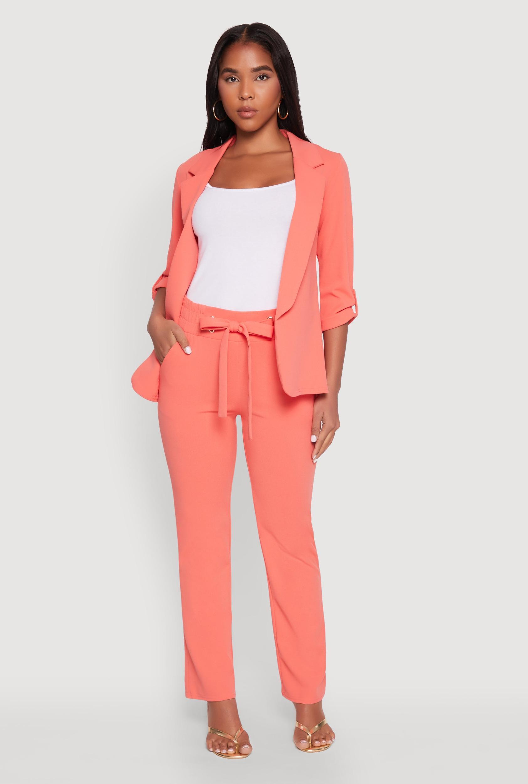 Womens Crepe Knit Tie Front Dress Pants Product Image