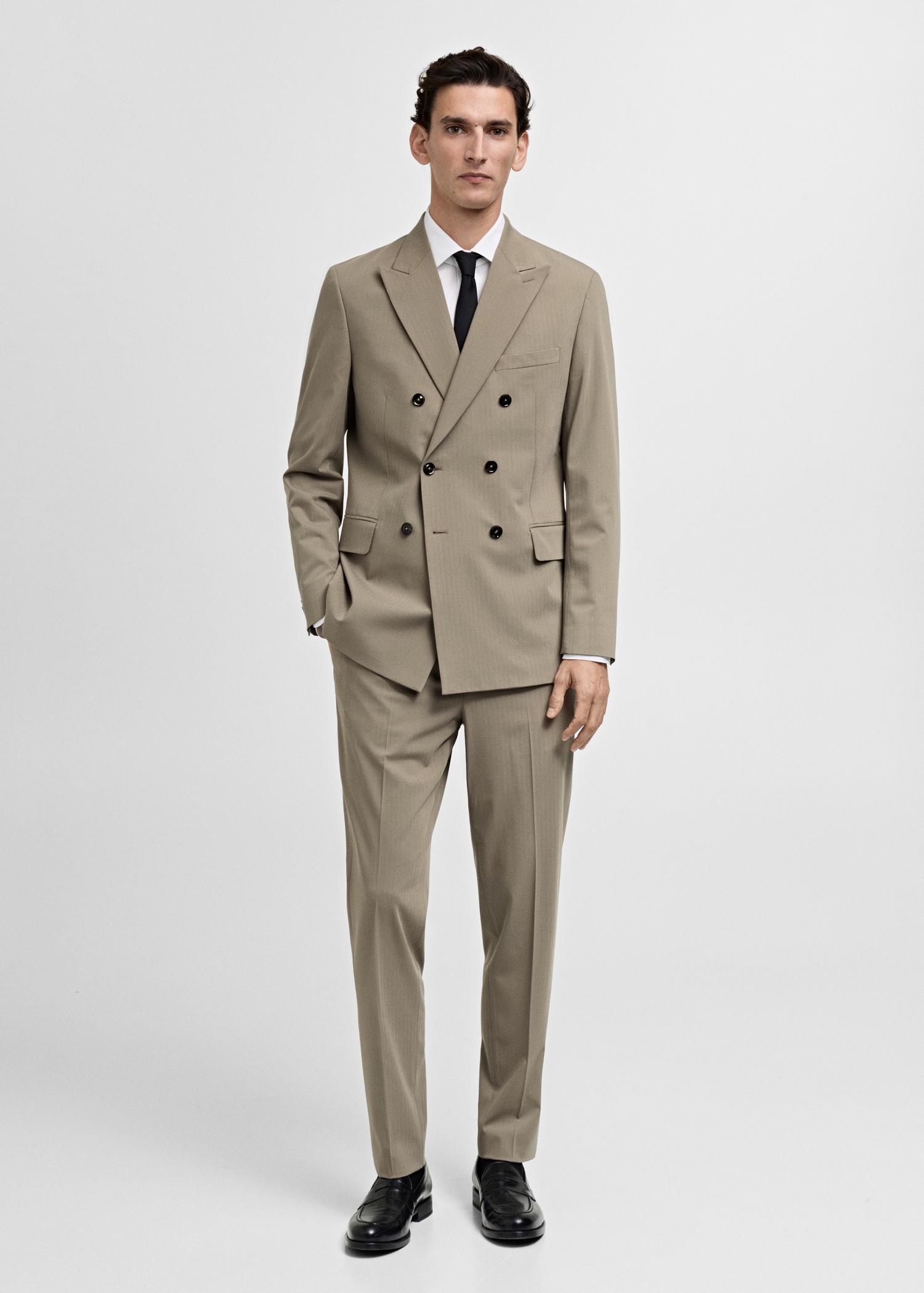 Monaco double-breasted slim-fit suit blazer - Men | MANGO USA Product Image