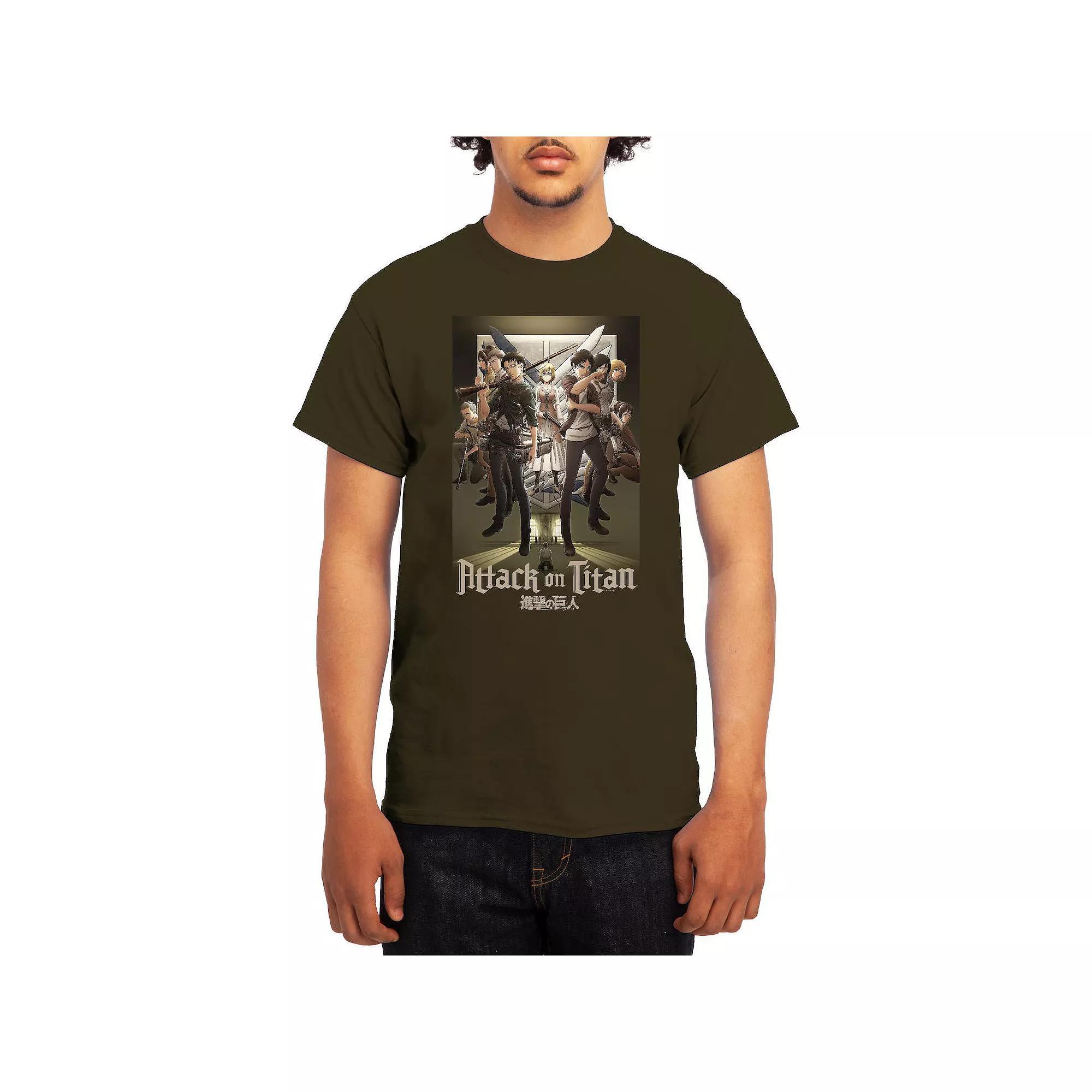 Mens Attack on Titan Hot Potato Tee Grey Red Product Image