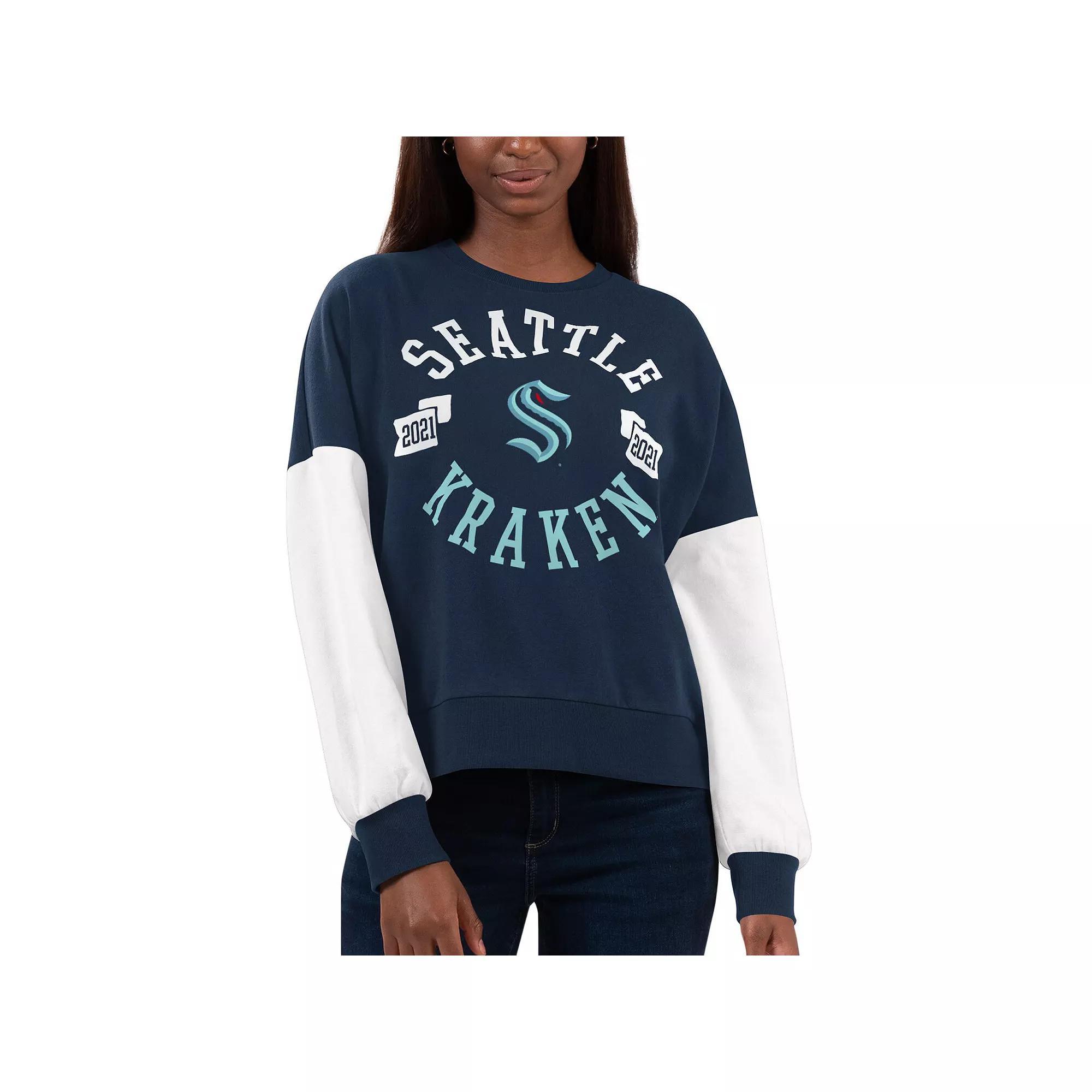 Women's G-III 4Her by Carl Banks Deep Sea Blue Seattle Kraken Team Pride Pullover Sweatshirt, Size: Large, Krk Blue Product Image