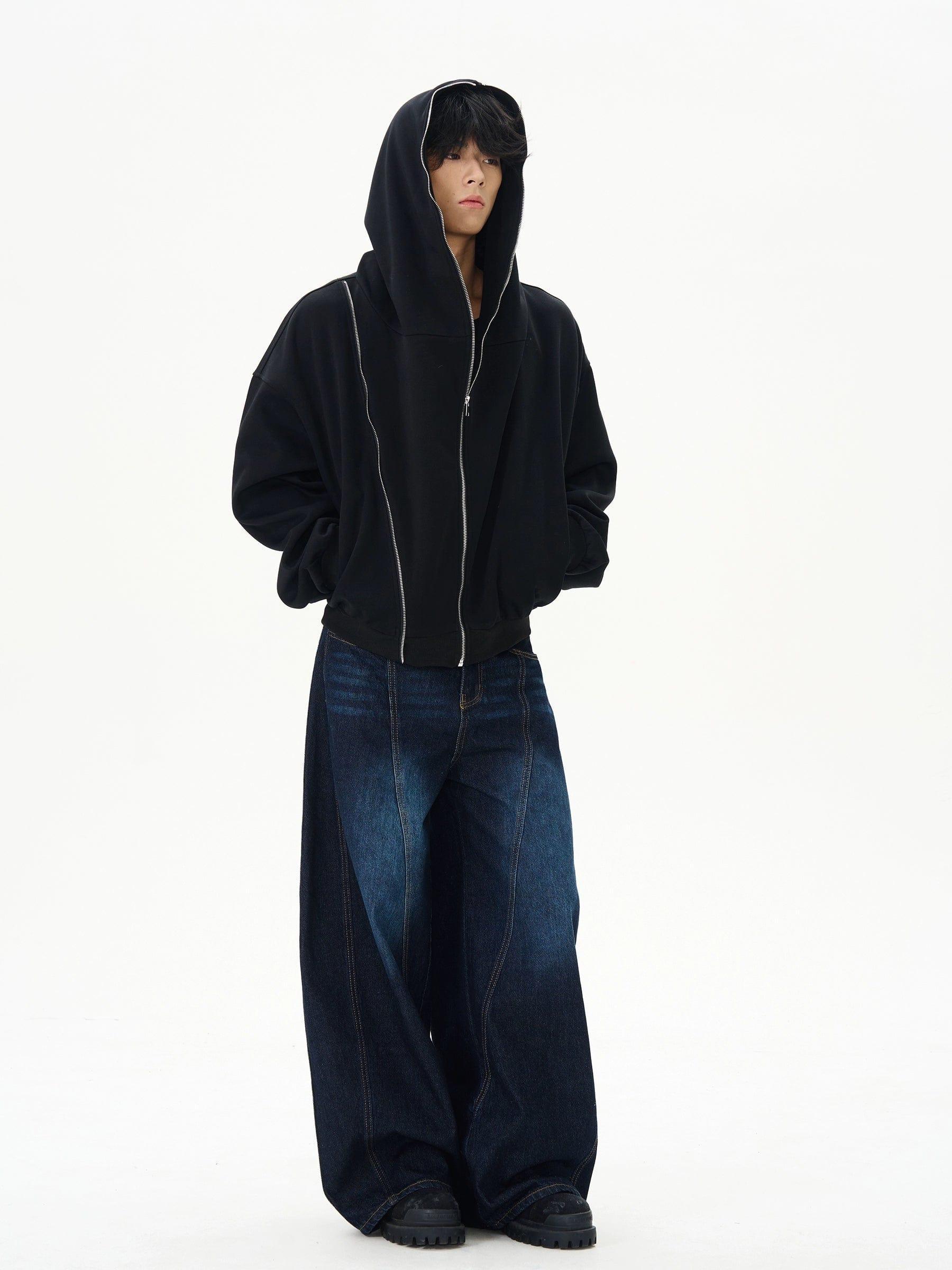 RT No. 12224 DARK BLUE RECONSTRUCTED DENIM SCIMITAR JEANS Product Image