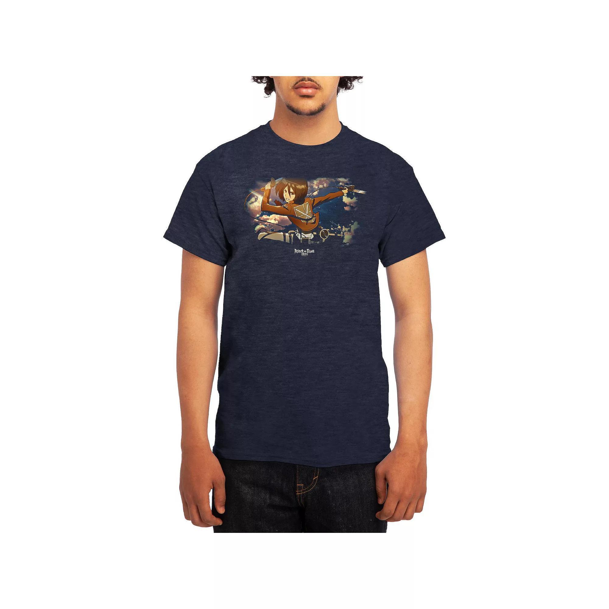 Mens Attack on Titan Hot Potato Tee Grey Red Product Image