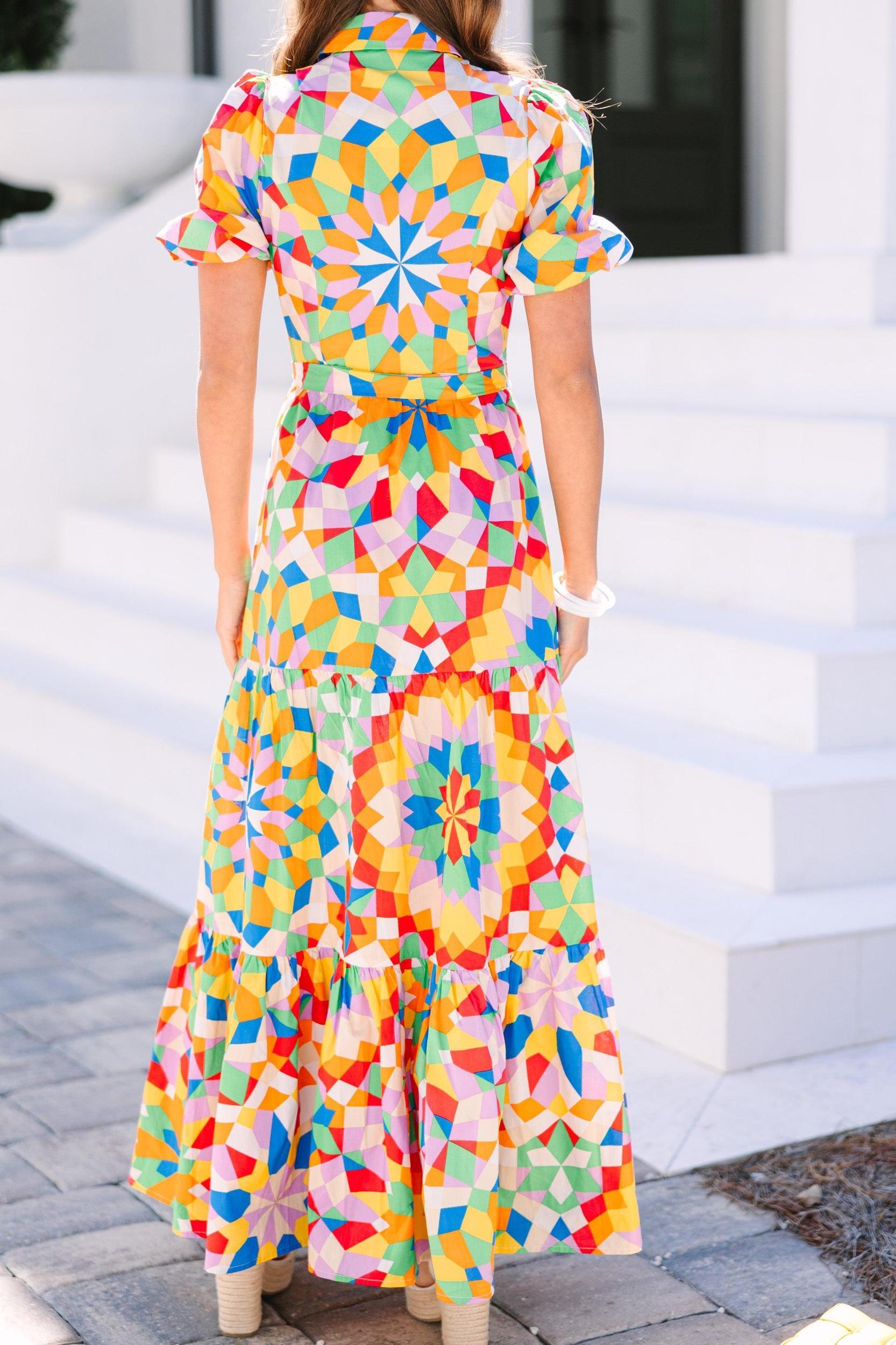 What Dreams Are Made Of Pink Geometric Maxi Dress Female Product Image
