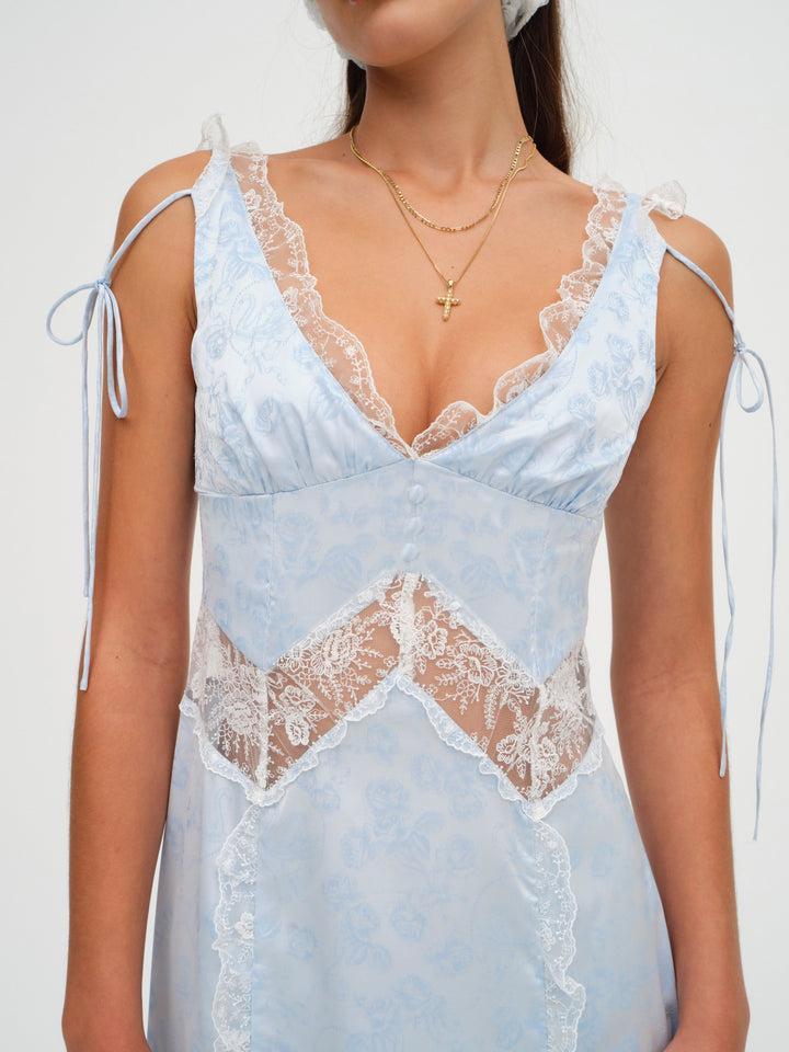 Hattie Jacquard Maxi Dress — Blue Product Image