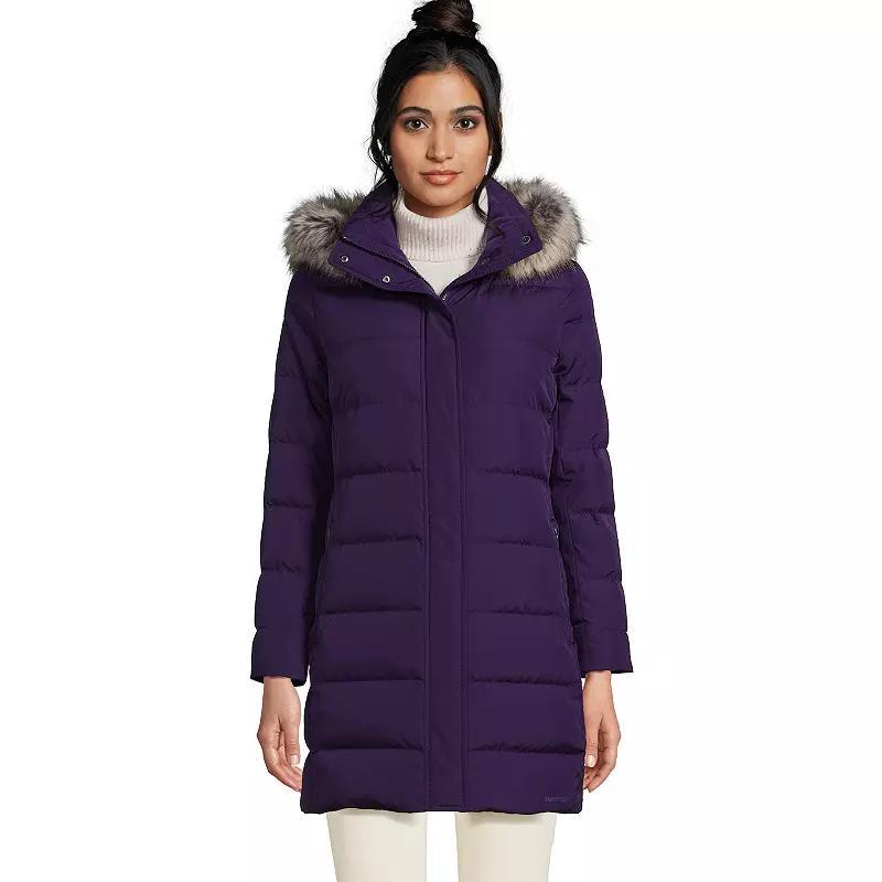 Petite Lands' End Faux-Fur Hood Down Winter Coat, Women's, Size: Medium Petite, Black Product Image