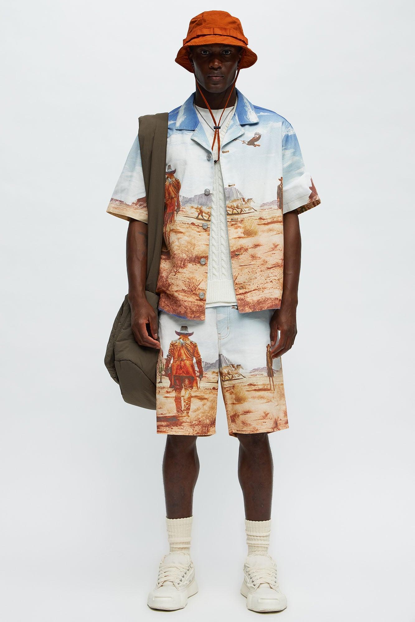 Stand Off Boxy Cuban Collar Shirt - Multi Color Product Image
