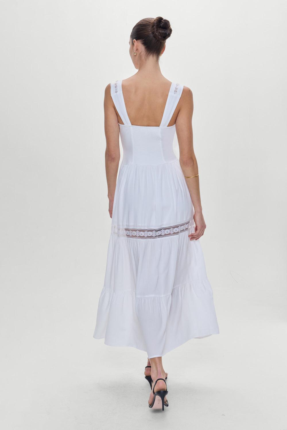 Eden Ruffle Maxi Dress - White Product Image