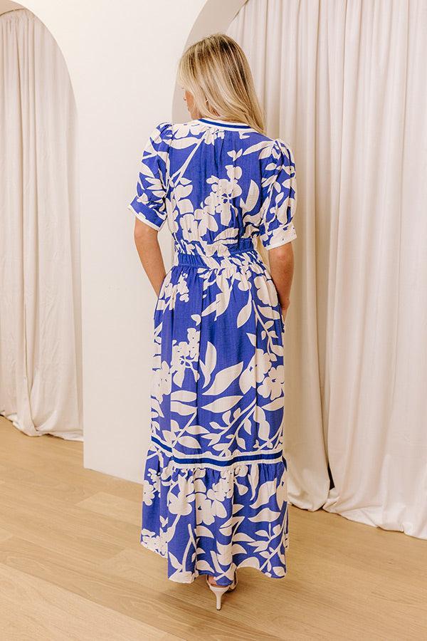Whimsical Days Floral Midi Dress in Royal Blue Product Image