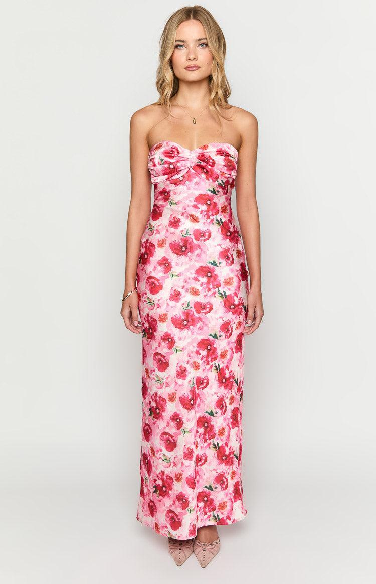 Ashley Pink Floral Formal Maxi Dress Product Image