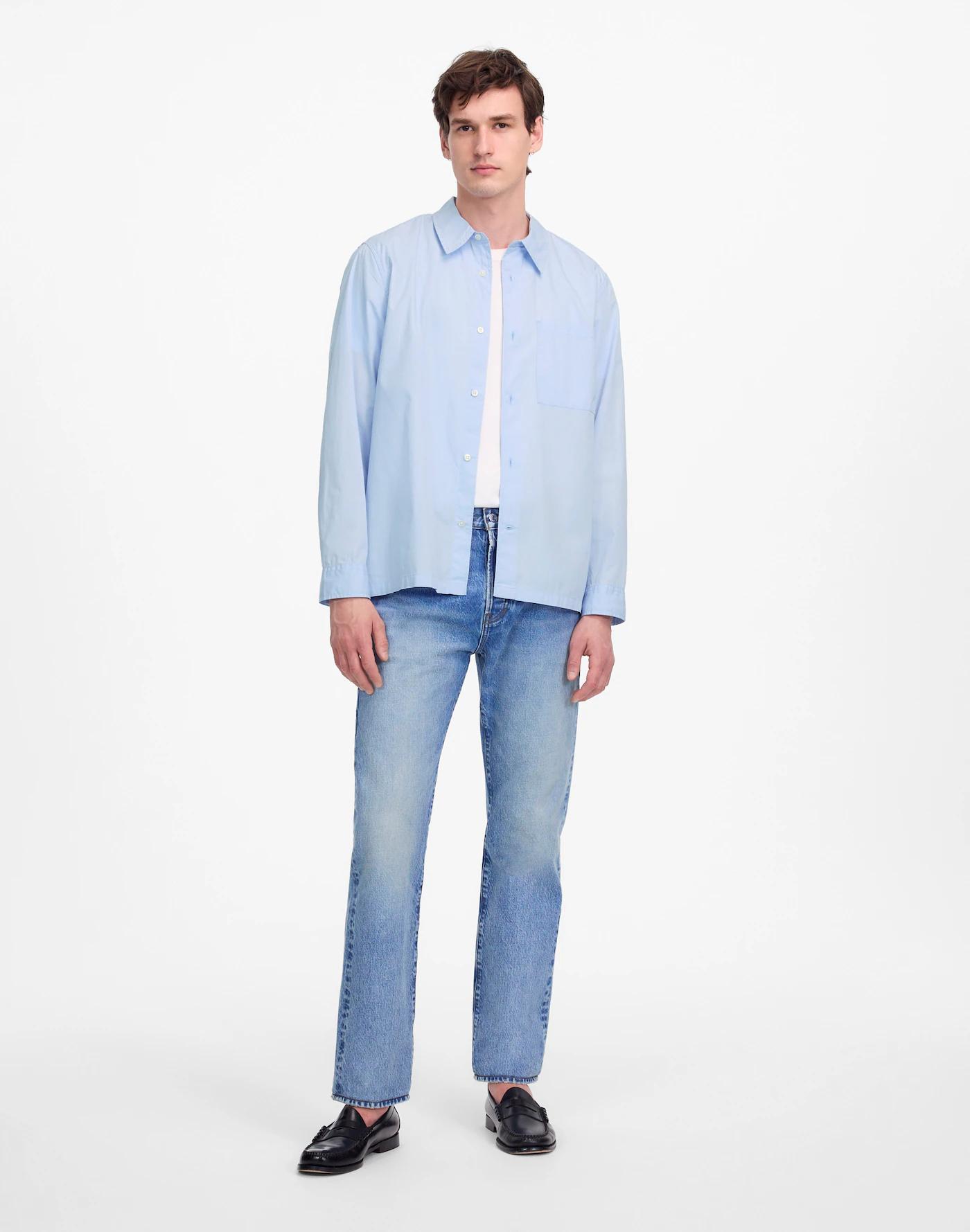Straight-Hem Cotton Button-Up Shirt Product Image