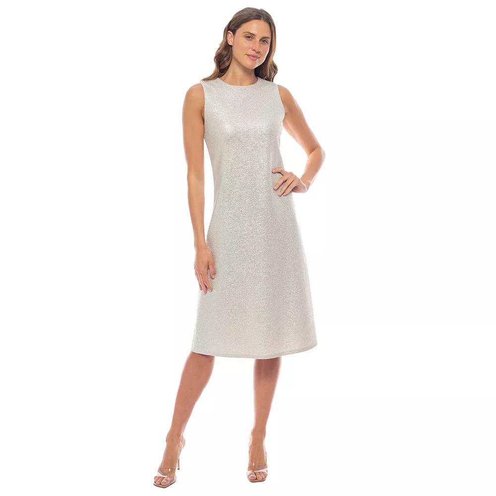 Women's Marina Stretch Brocade Sleeveless Midi Dress, Size: XL, Champange Product Image