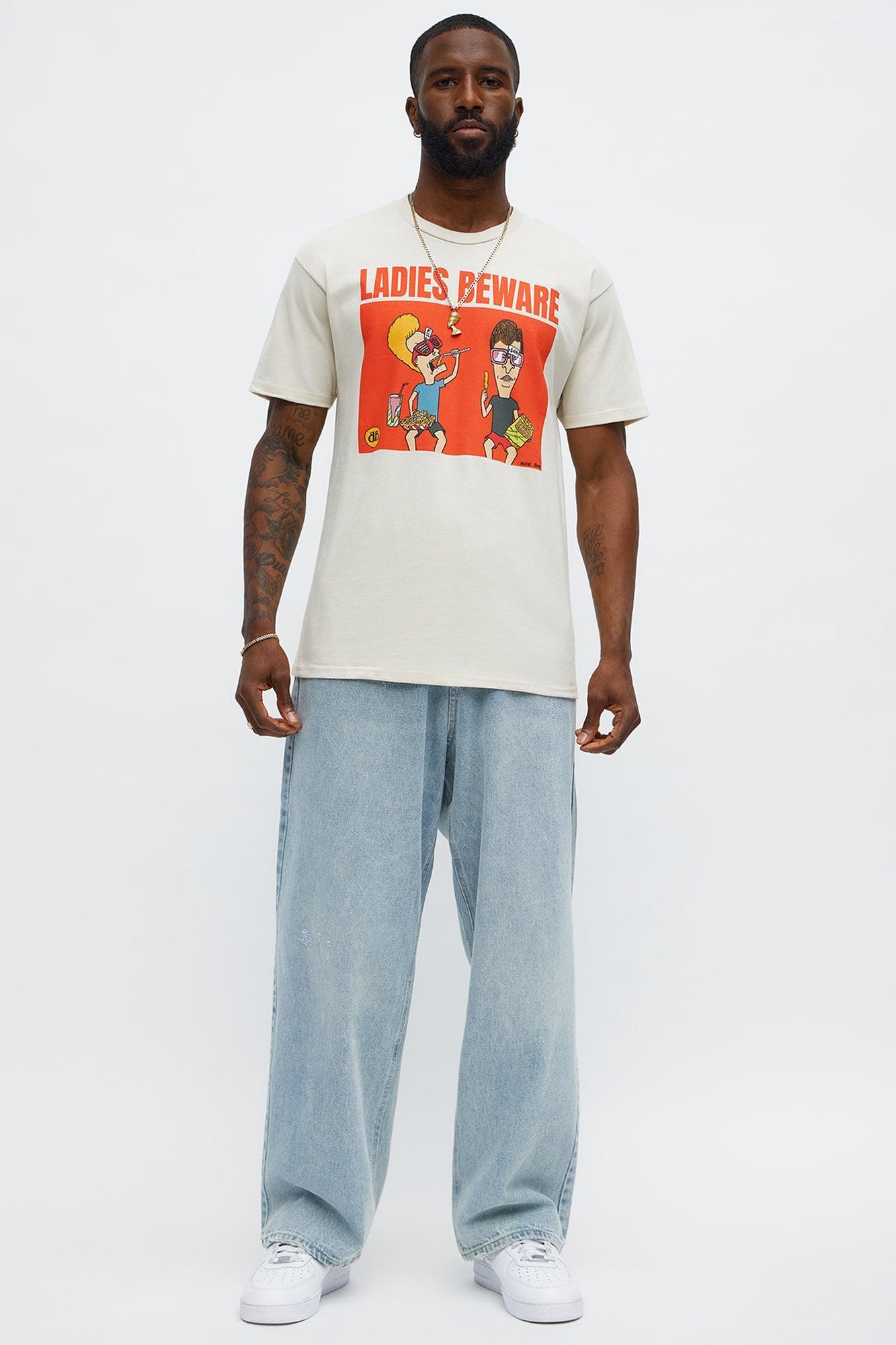 Beavis And Butthead Ladies Beware Short Sleeve Tee - Natural Product Image