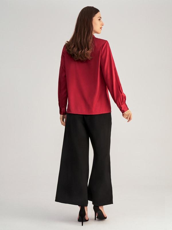 Stand Collar Long Sleeves  Silk Blouse Product Image