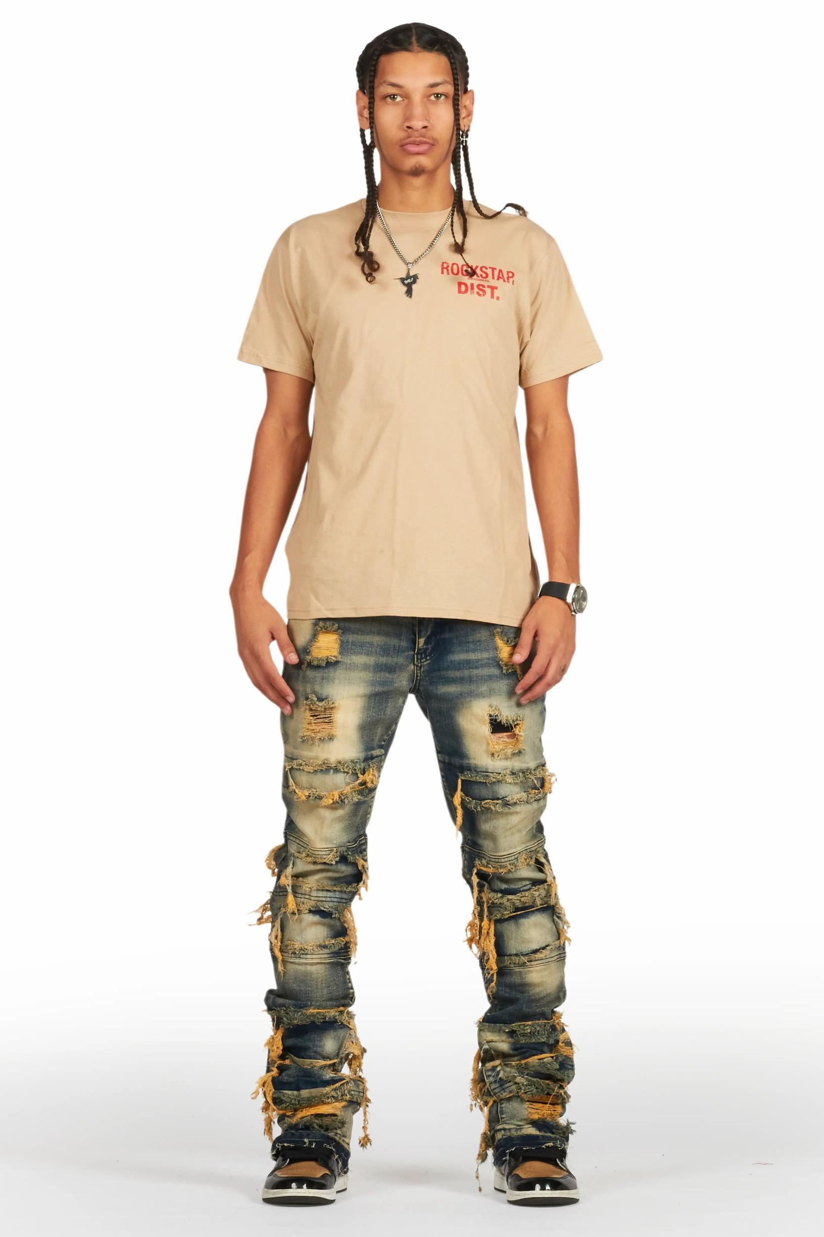 Vasco Tint Dark Wash Blue Stacked Flare Jean Male Product Image