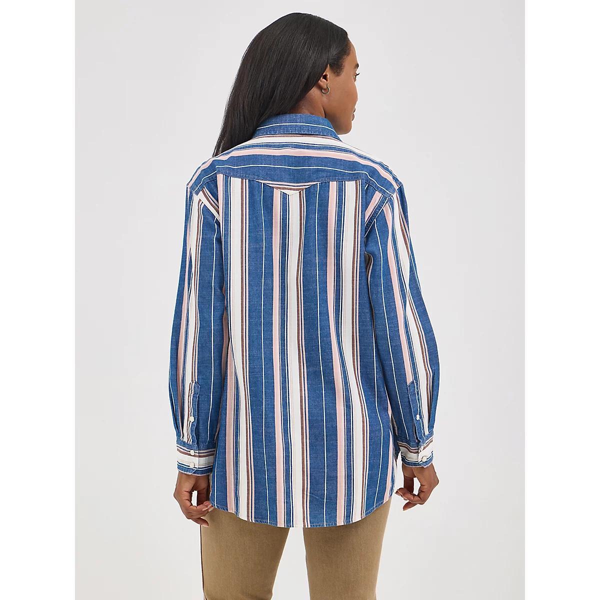 Women's Wrangler Retro® Boyfriend Western Snap Shirt | Women's TOPS | Wrangler® Product Image