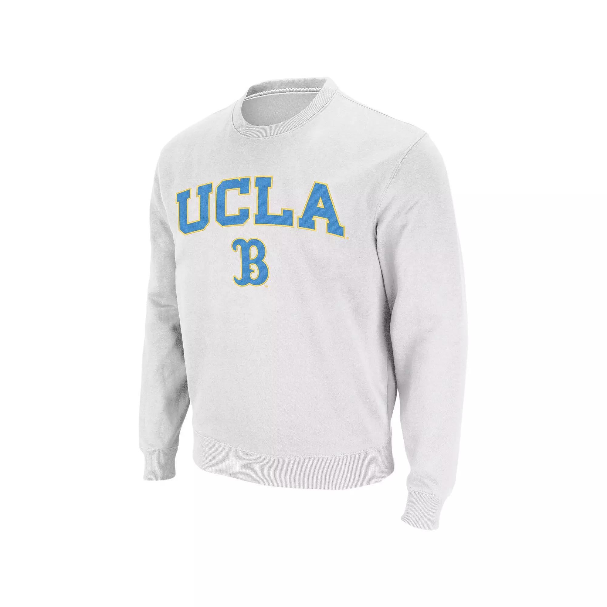 Men's Colosseum White UCLA Bruins Arch & Logo Crew Neck Sweatshirt, Size: XL Product Image