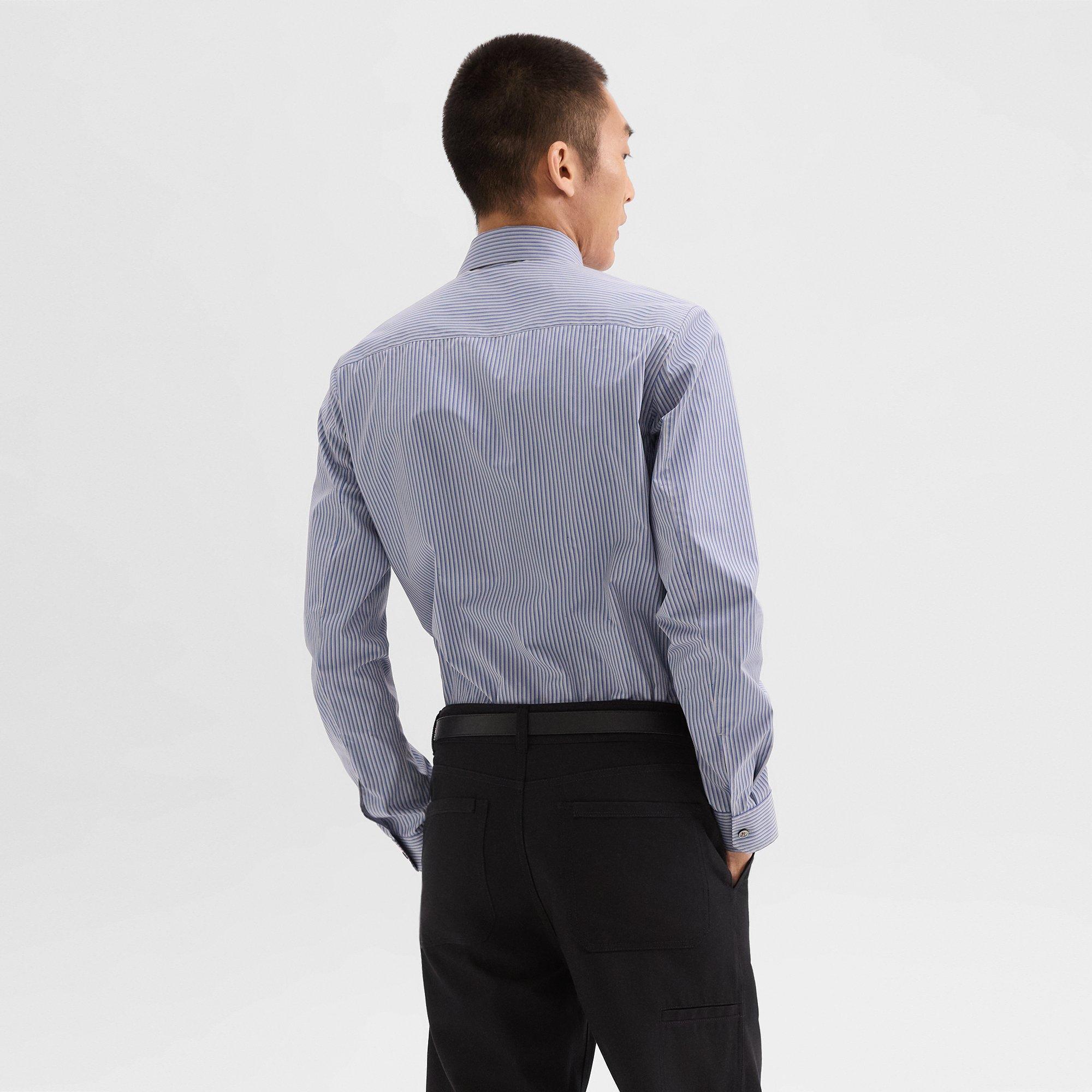 Striped Cotton-Blend Straight Shirt | Theory Product Image
