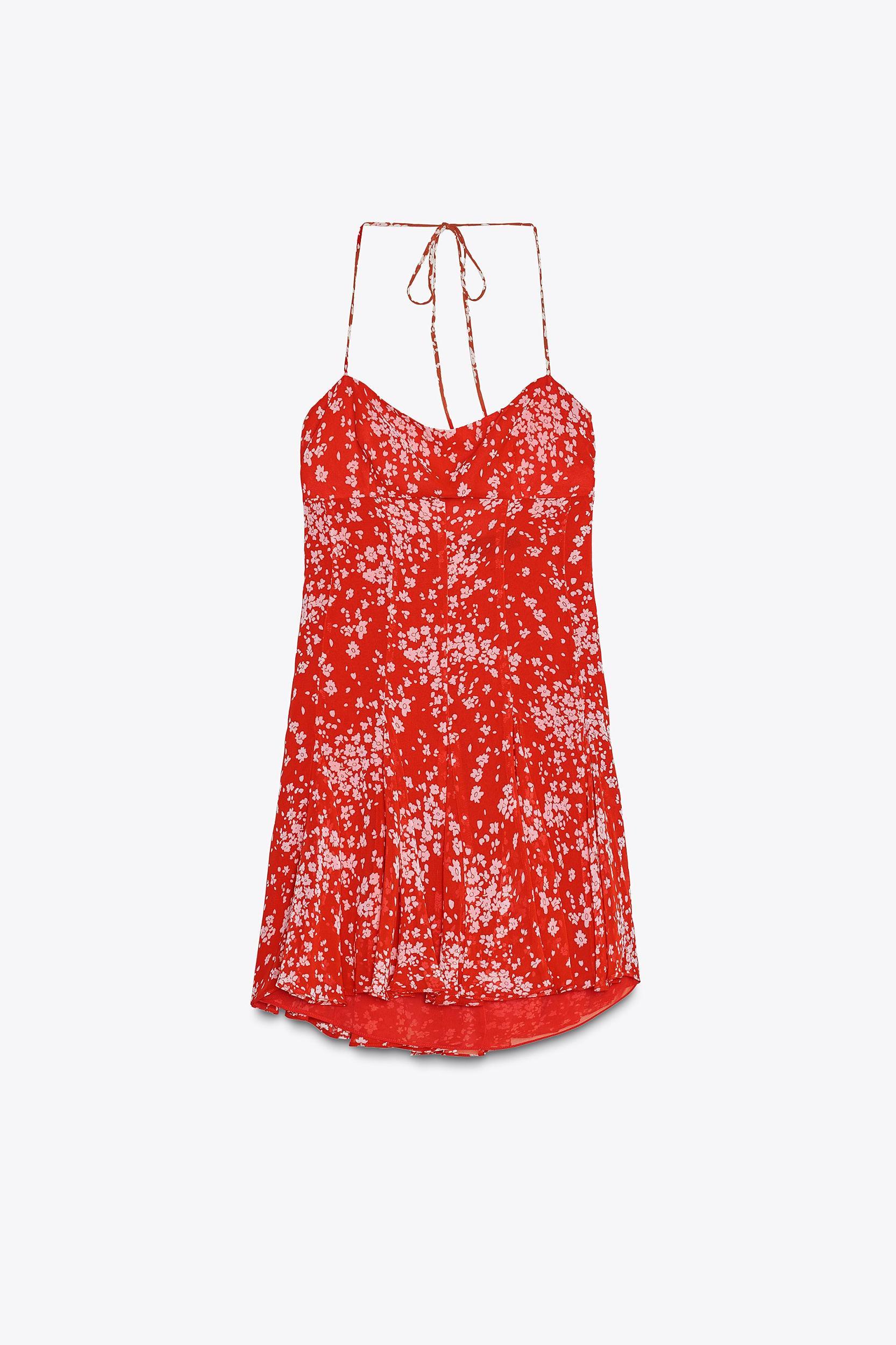 FLORAL GODET PRINT DRESS Product Image