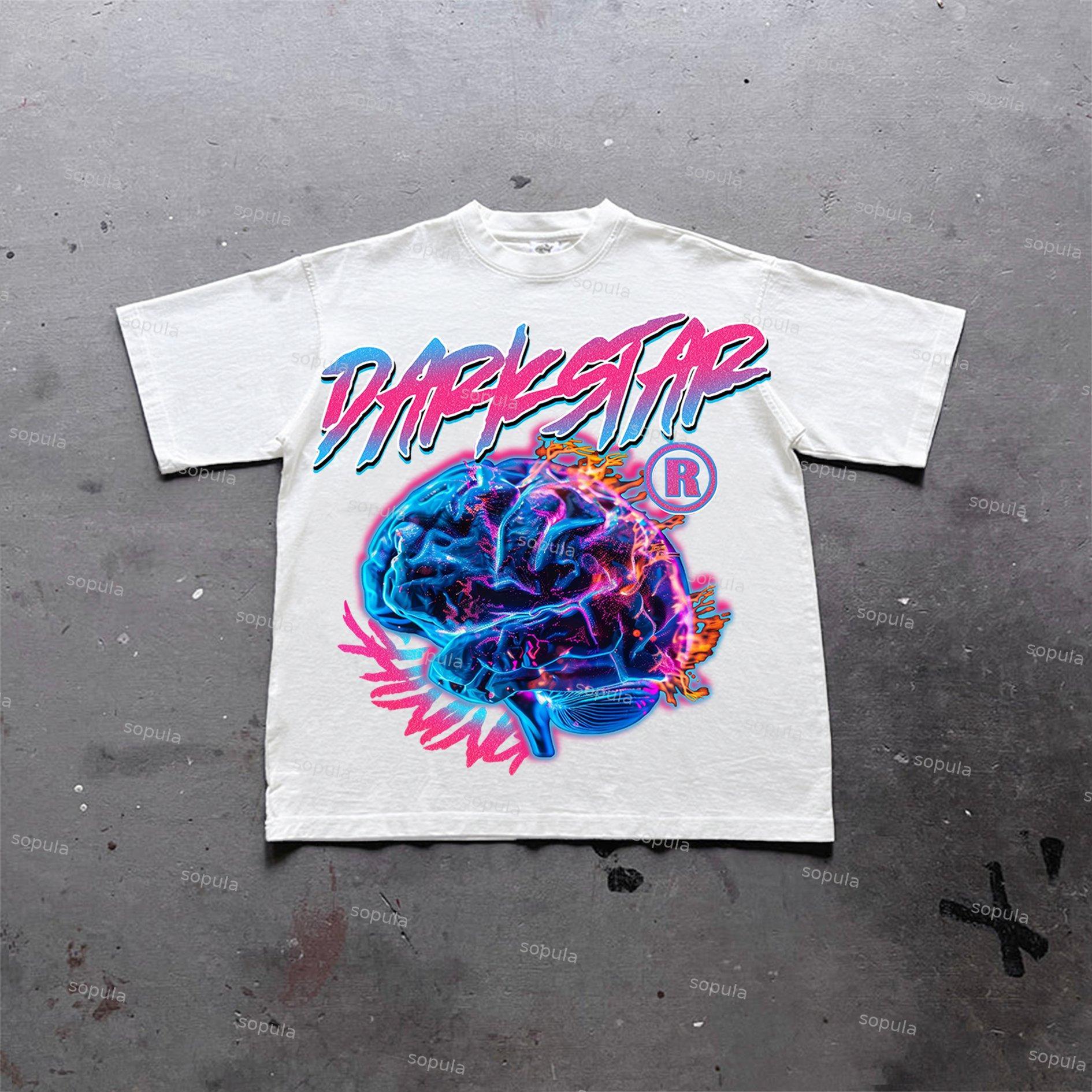 Sopula Darkstar Fun Color Brain Graphic Print Cotton T-Shirt Product Image
