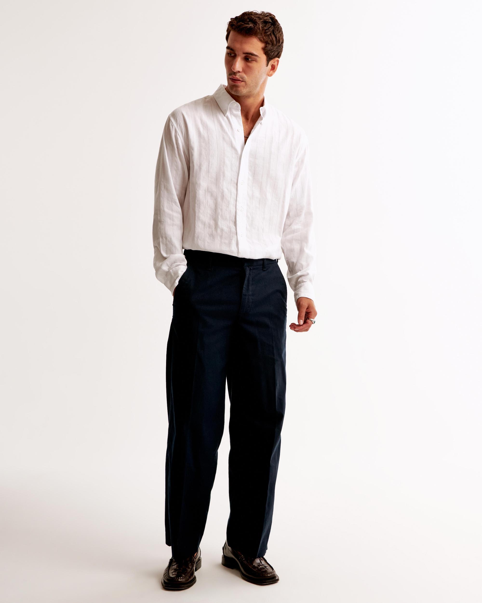 Summer Linen-Blend Button-Up Shirt Product Image