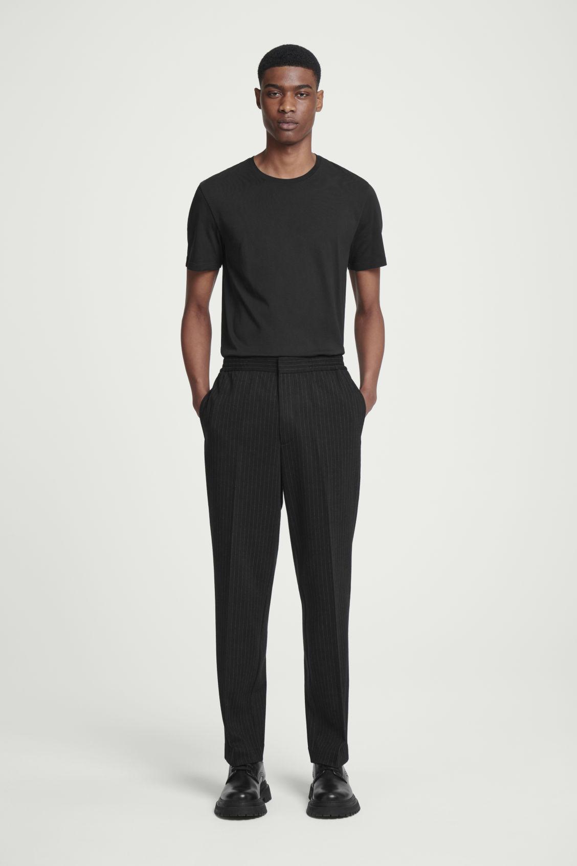 RELAXED ELASTICATED PINSTRIPED PANTS Product Image