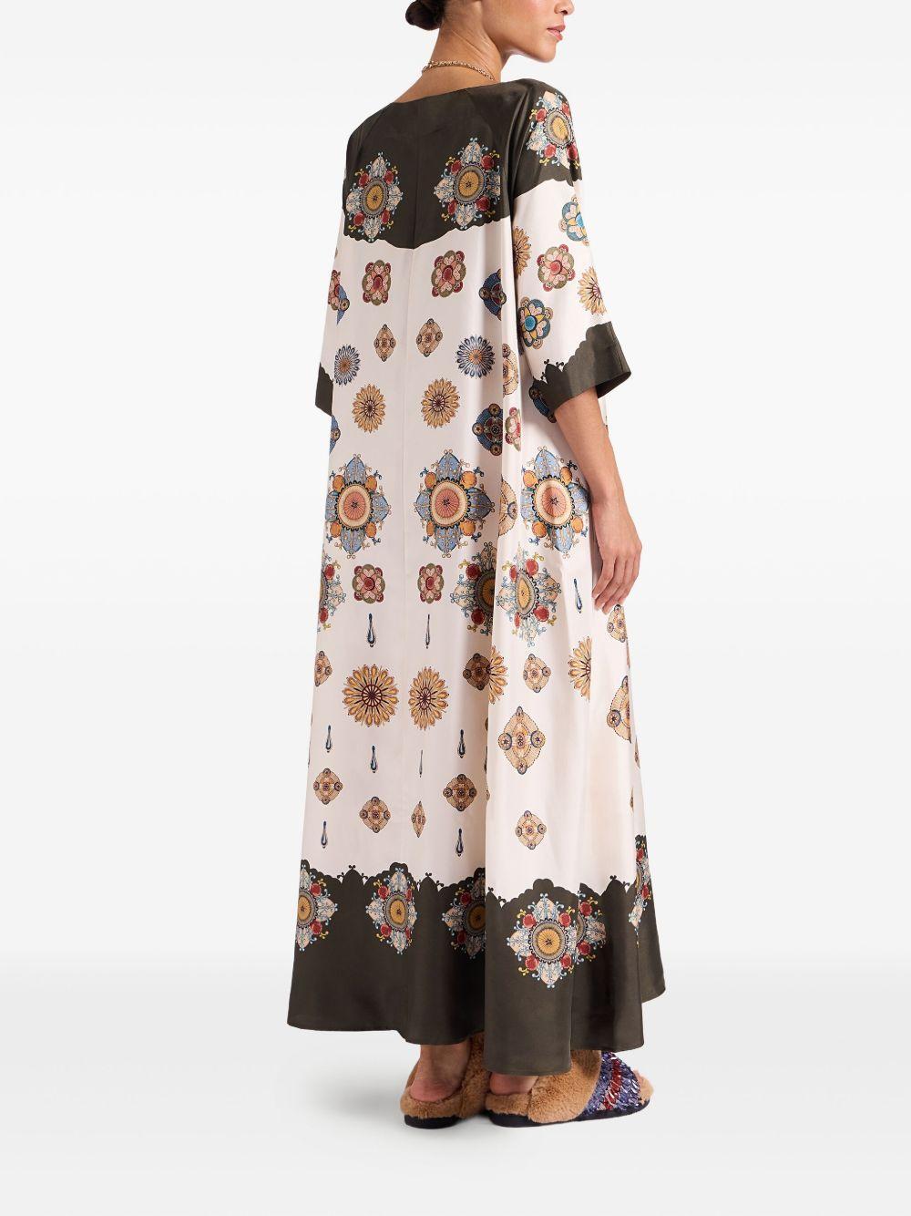 placed floral print silk dress Product Image