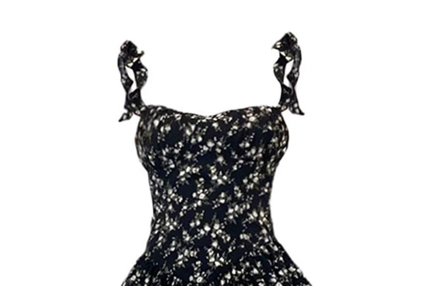 Tie Shoulder Floral Print Ruffle Mini A-Line Dress Product Image
