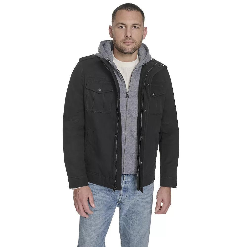 Men's Levi's® Cotton Hooded Quilt Lined Trucker Jacket, Size: Small, Worker Brown Product Image