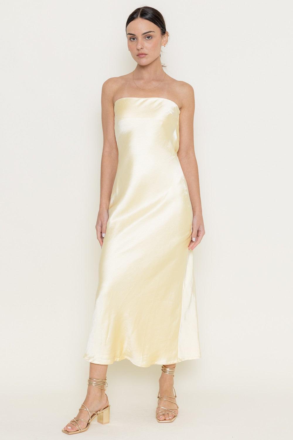 Limoncello Strapless Satin Maxi Dress Product Image