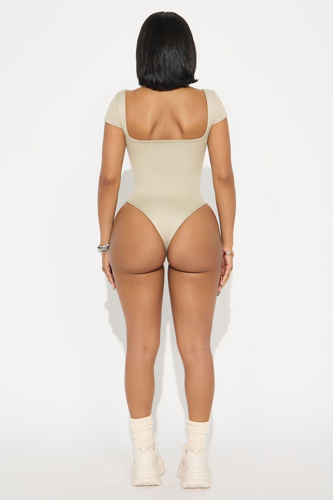 Contour Double Lined Square Neck Bodysuit - Stone Product Image