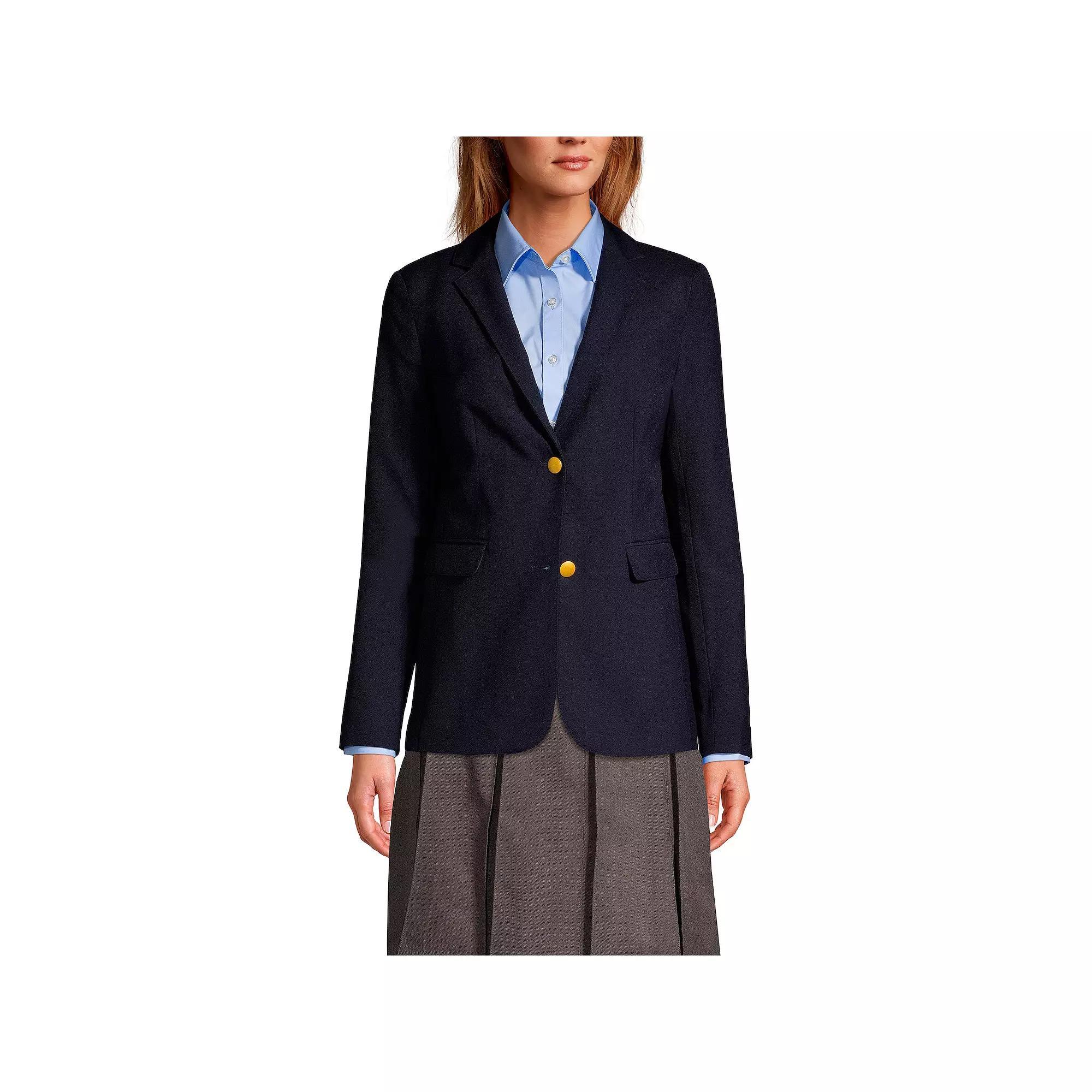 Women's Lands' End School Uniform Hopsack 2-Button Blazer Jacket, Size: 12, Deep Blue Product Image